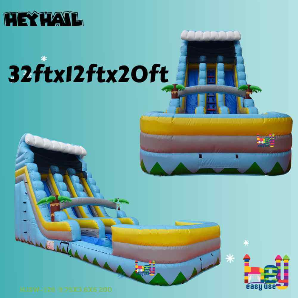 20ft dual lane water slide with deep pool, product view 3