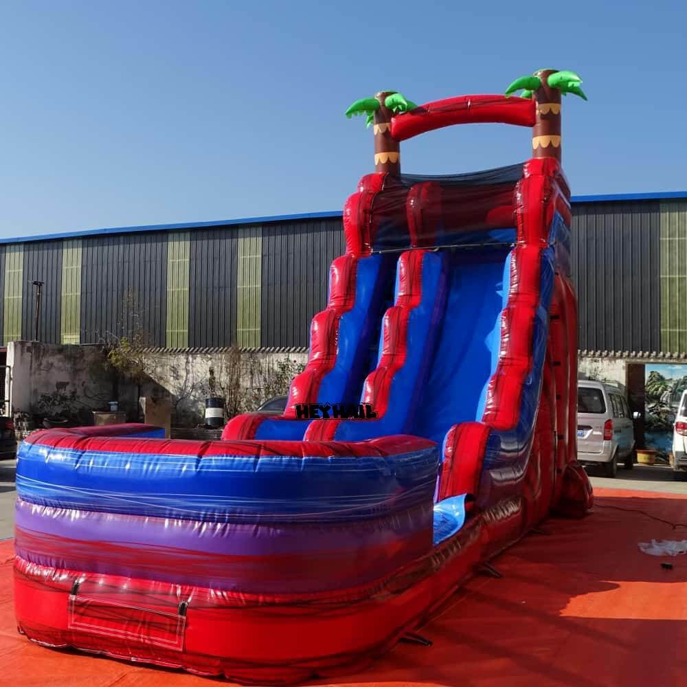 20ft Palm Tree Single Lane Water Slide with Pool