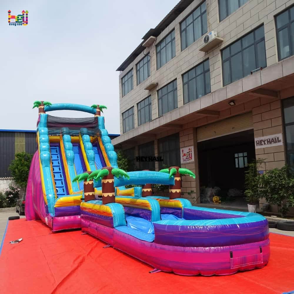 22FT Commercial Dual Lane Water Slide with Pool