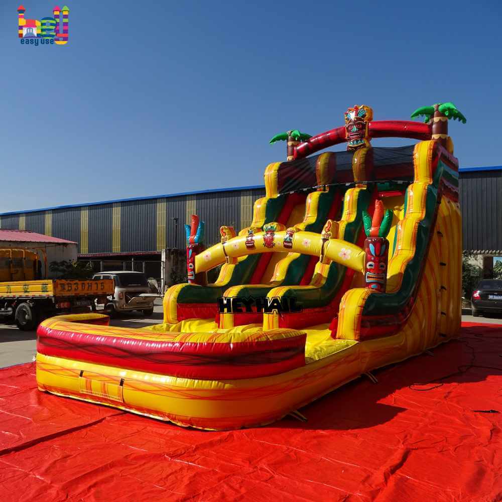 18ft Colorful Tropical Dual-Lane Water Slide with Pool