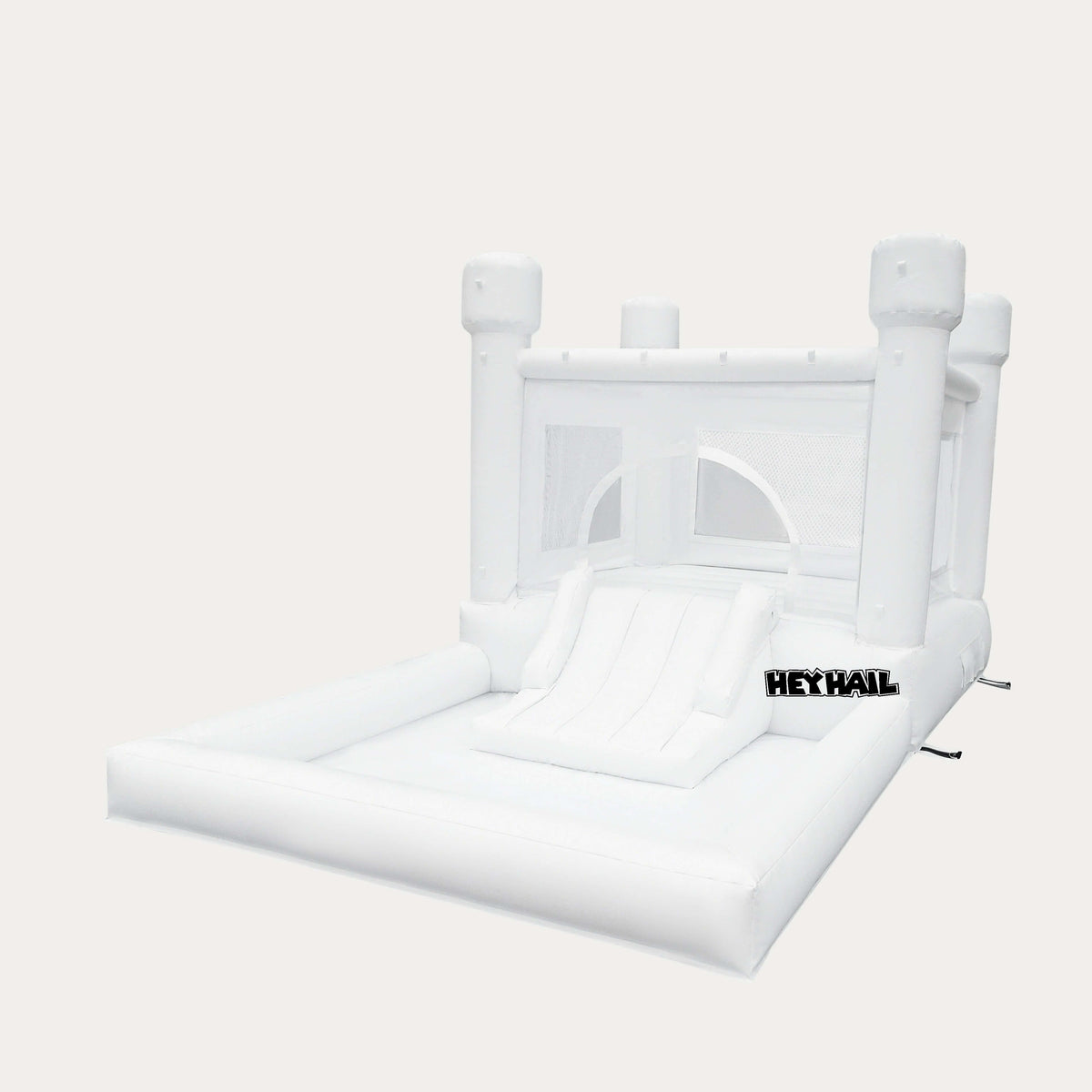 White Bounce House With Slide And Ball Pit