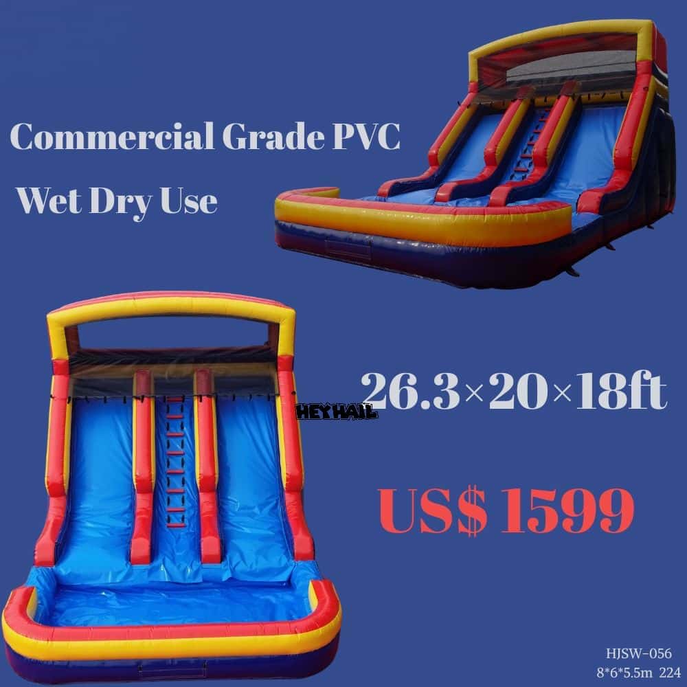 18ft Dual Lane Water Slide with Pool for Sale