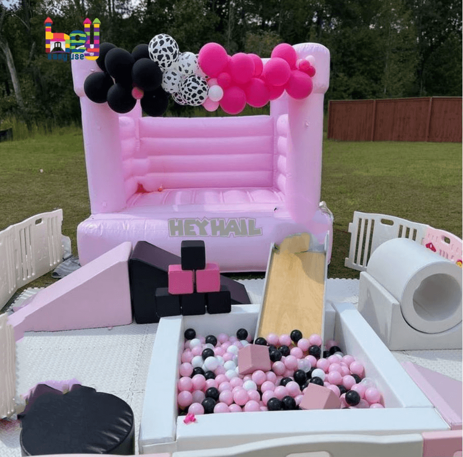 USA owner of soft play review for pastel pink bounce house