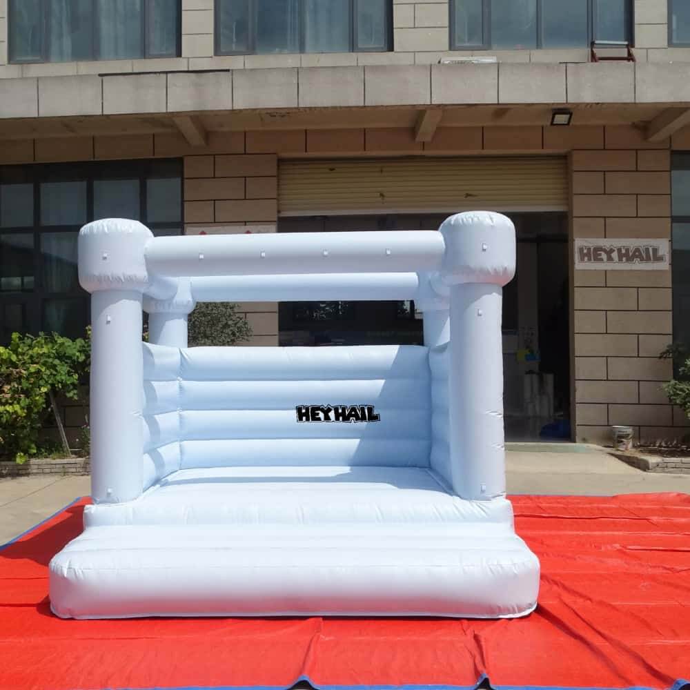 light pastel blue 10ft bounce house, front view