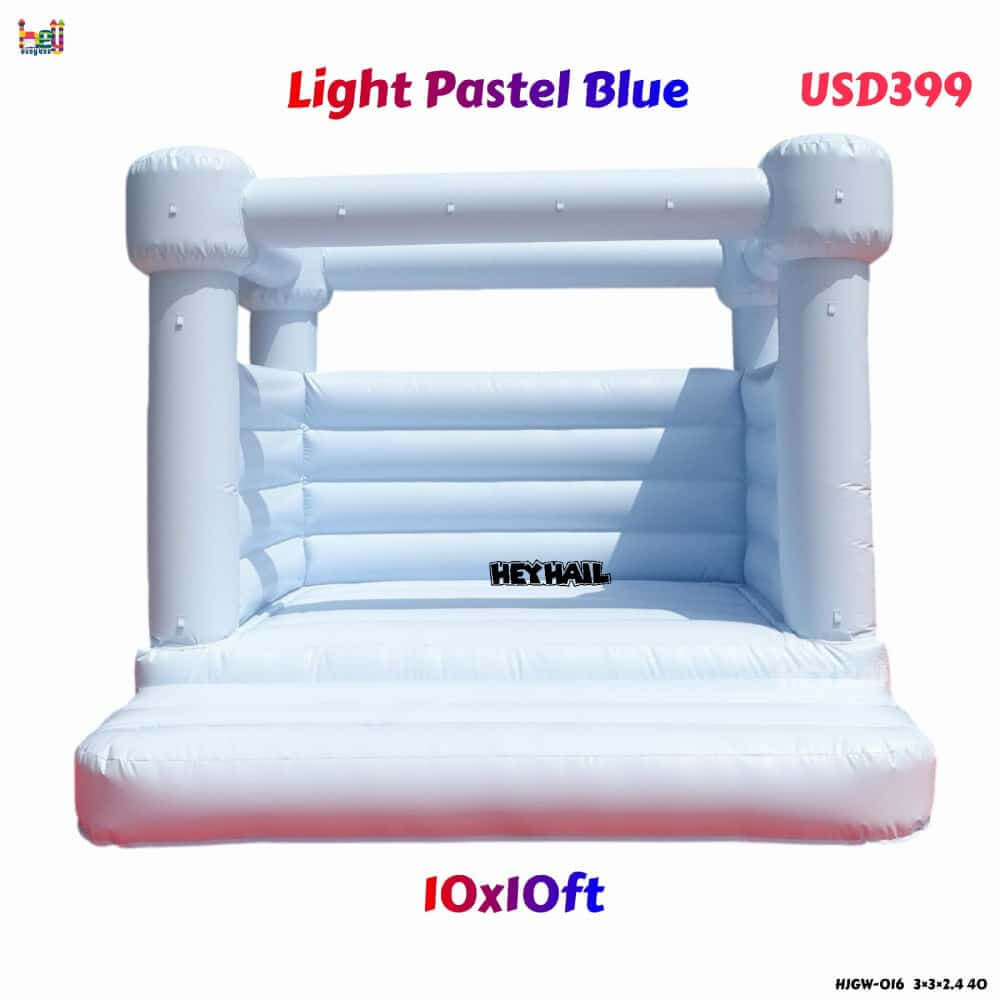 light pastel blue 10ft bounce house, 10 x 10 ft specification image