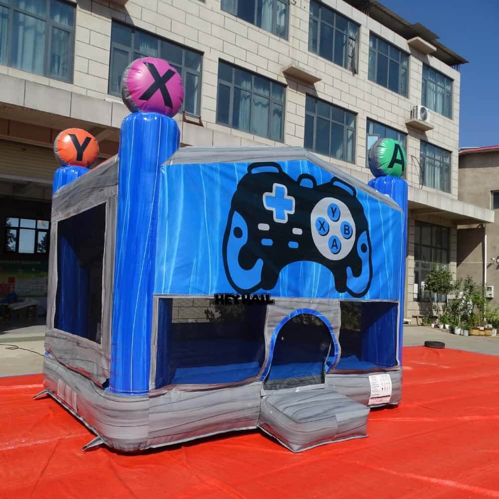 13ft gaming theme bounce house with controller graphic, angled front view