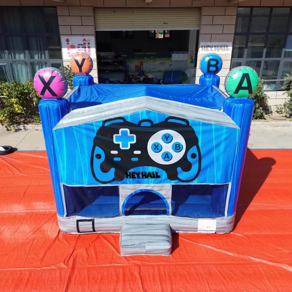 13ft gaming theme bounce house with controller graphic, front view