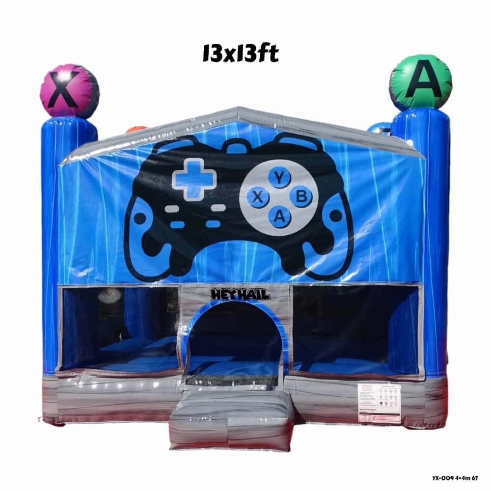 13ft gaming theme bounce house with controller graphic, product overview