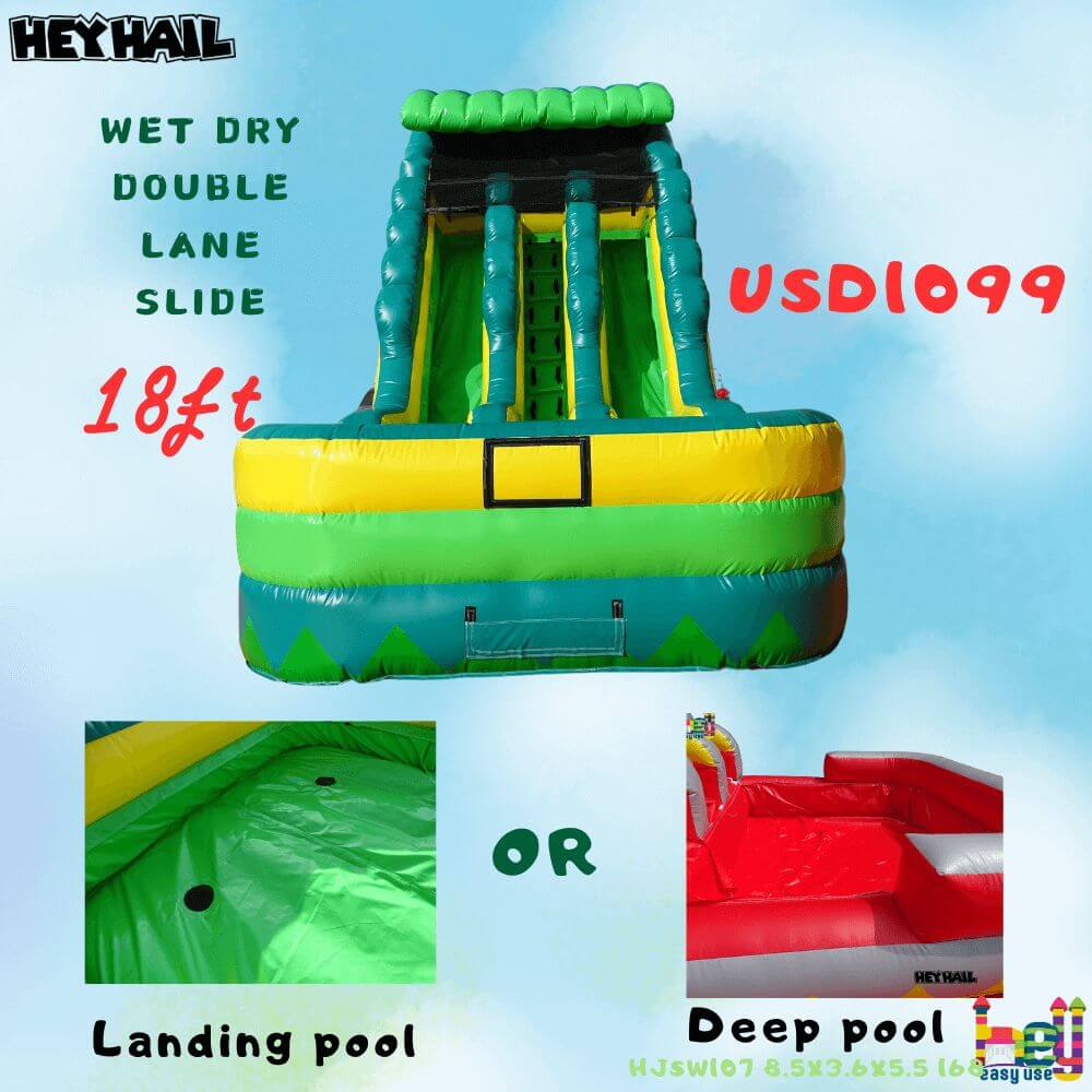 18ft Dual Lane Water Slide for Party Rental Businesses