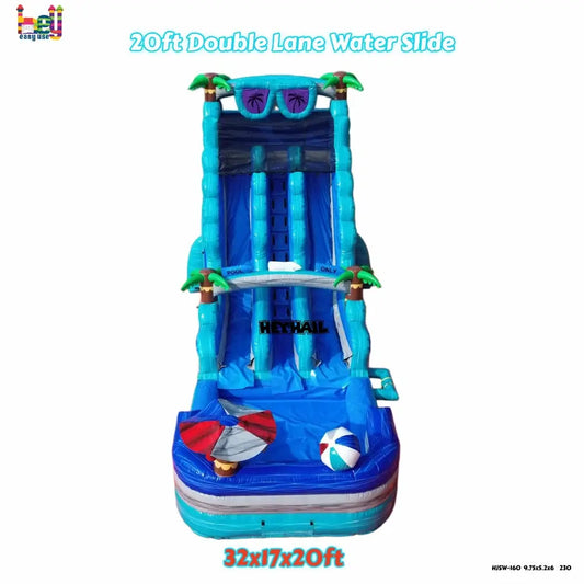 20ft dual lane inflatable water slide for sale