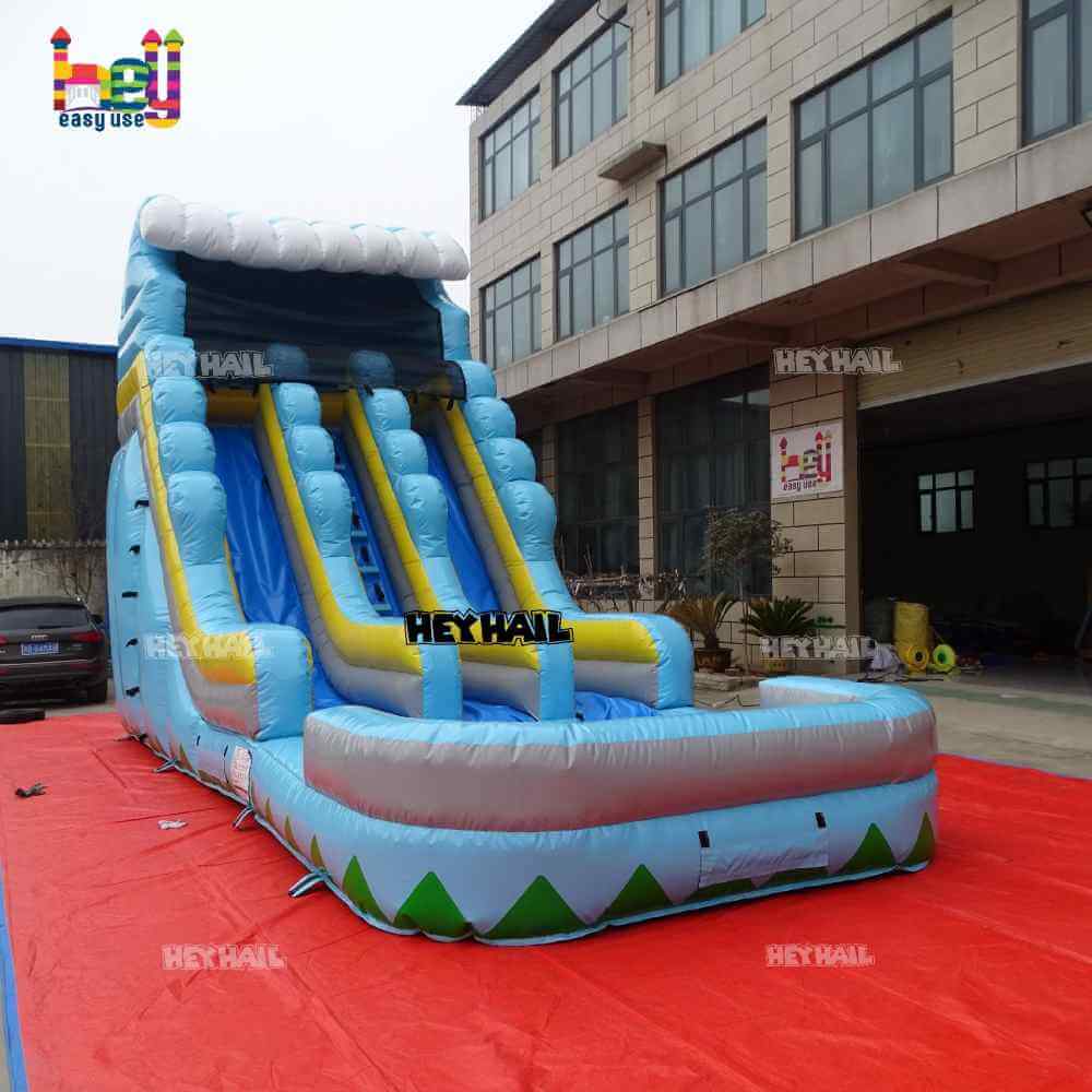 20ft dual lane water slide with deep pool, front view