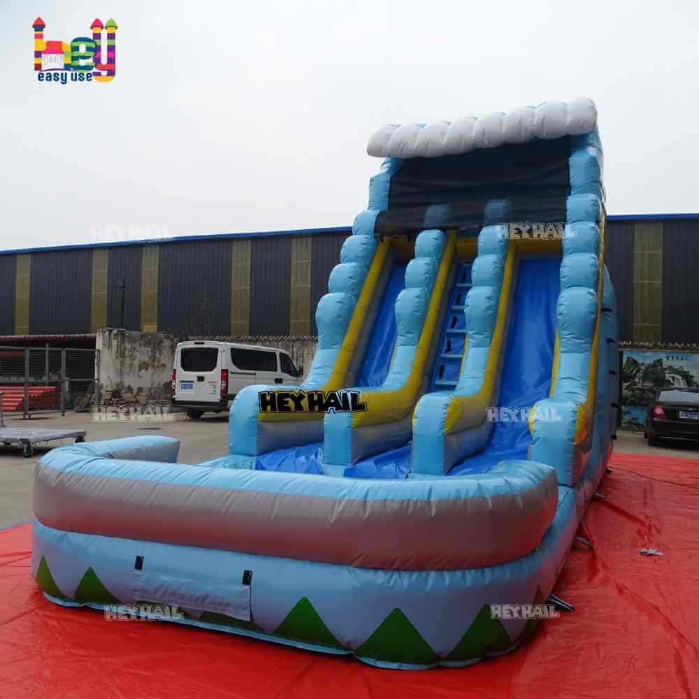 20ft dual lane water slide with deep pool, side view