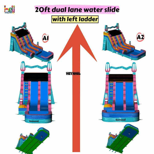 20ft dual lane water slide with deep pool, product view 1