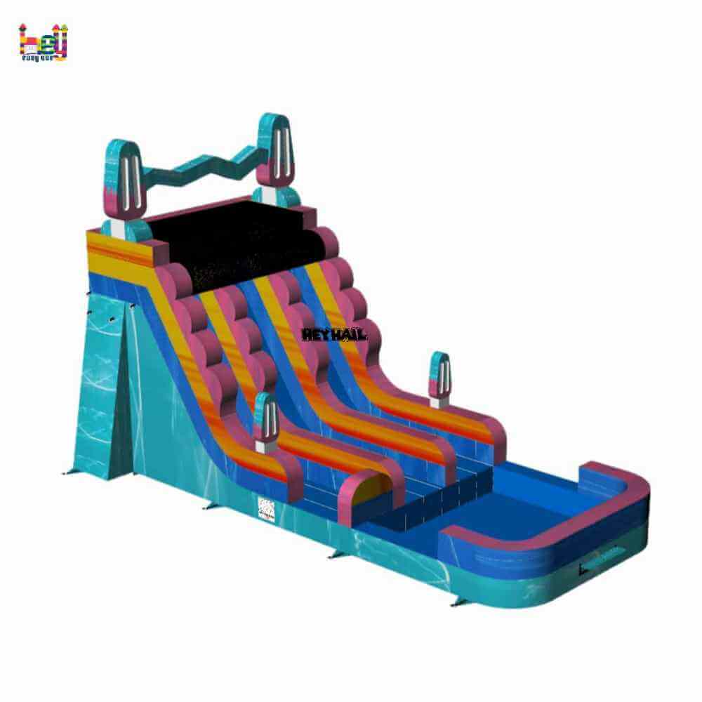 20ft dual lane water slide with deep pool, product view 2