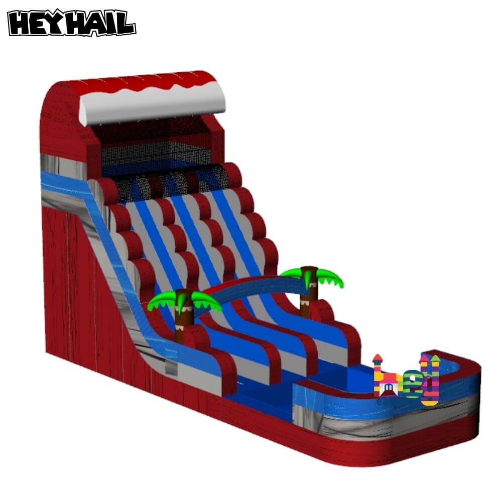 20ft dual lane water slide with deep pool, product view 2