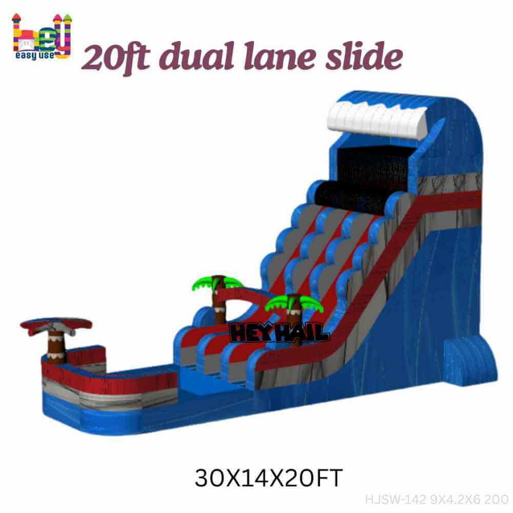 20ft dual lane water slide with deep pool, product view 2