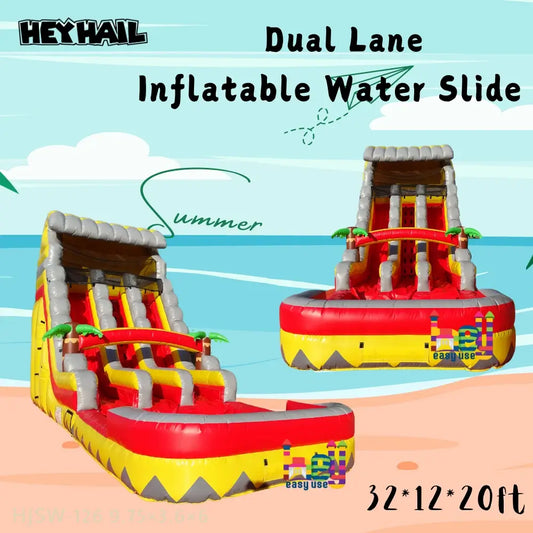 20ft wet dry inflatable slide combo commercial