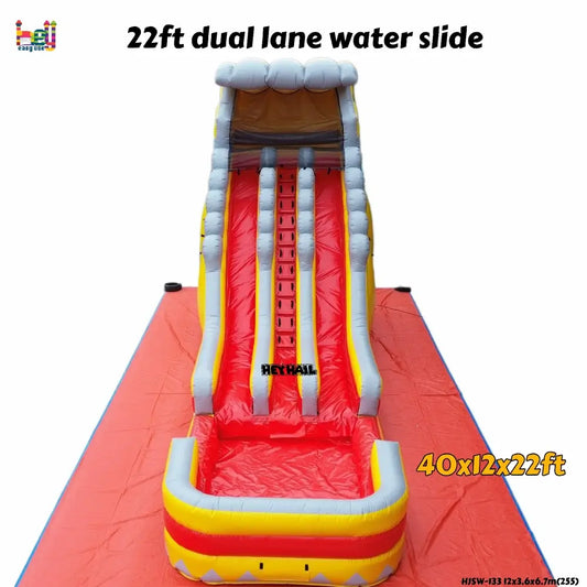 22ft dual lane inflatable water slide for sale