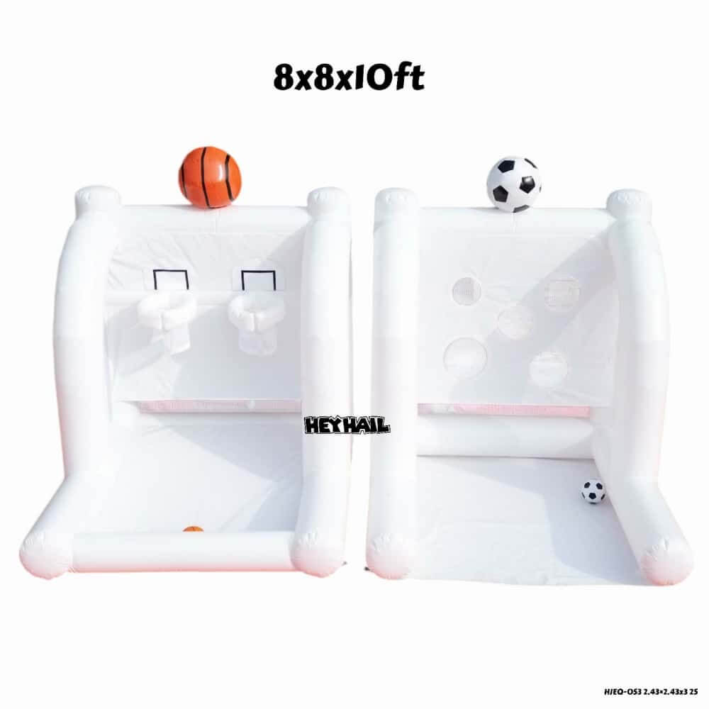 White-background view of the two sports activity areas with size annotation