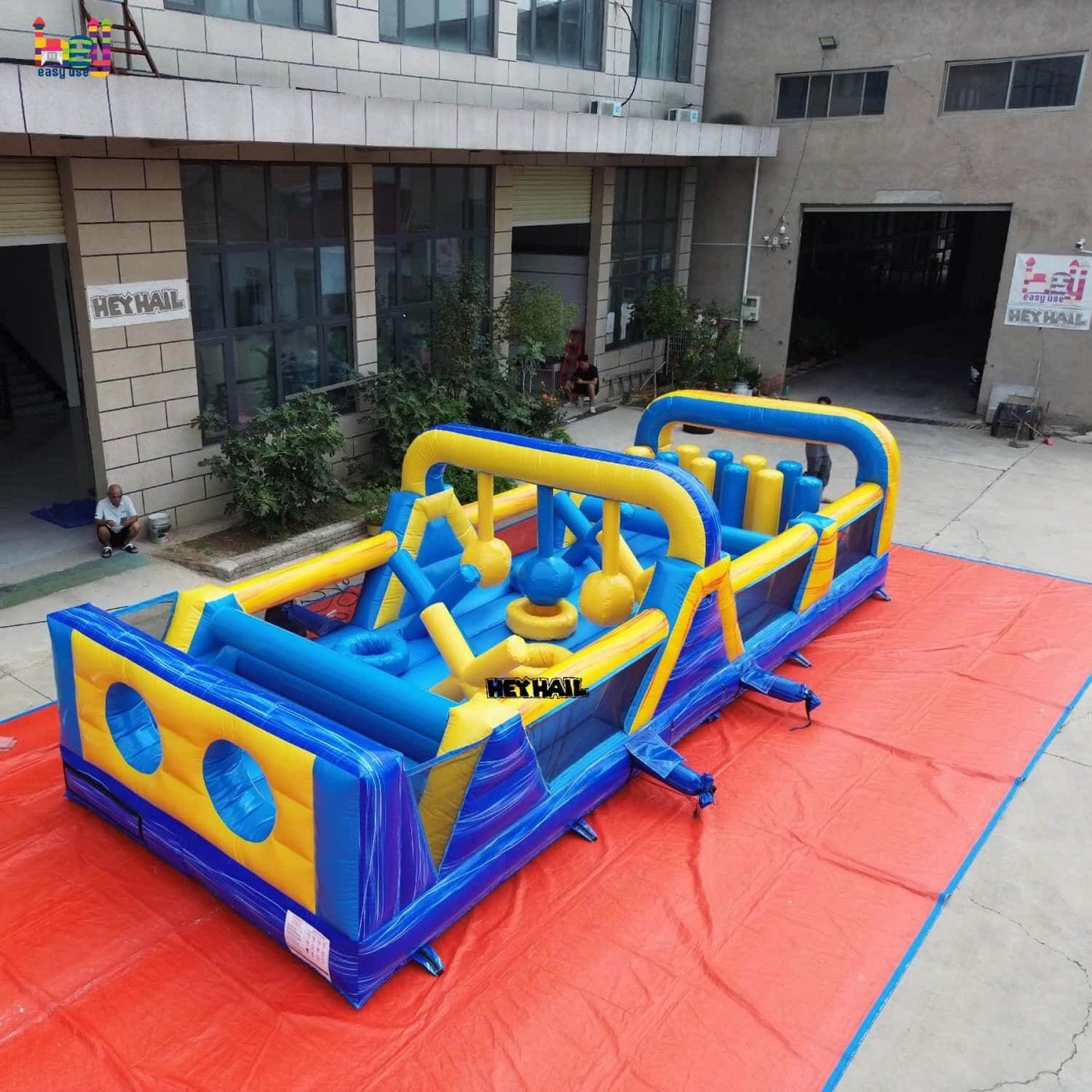 30ft Blue & Yellow Inflatable Obstacle Course