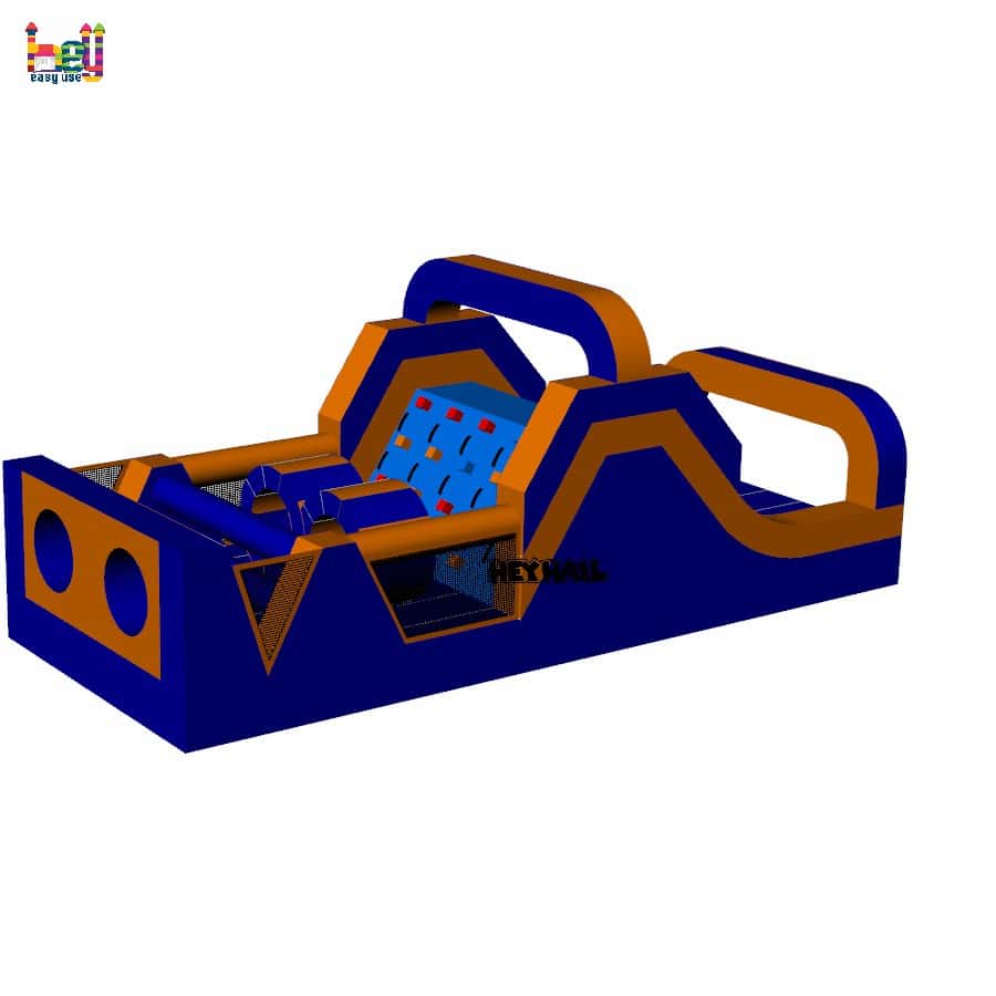25ft inflatable obstacle course product layout rendering