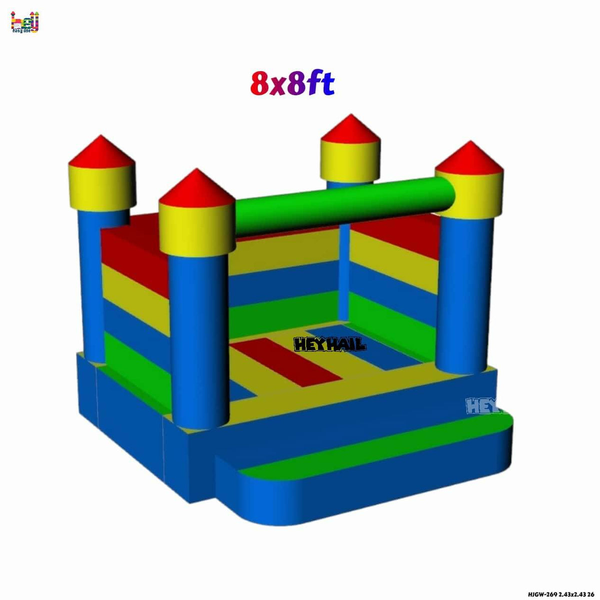 8 × 8 ft Rainbow Bounce House