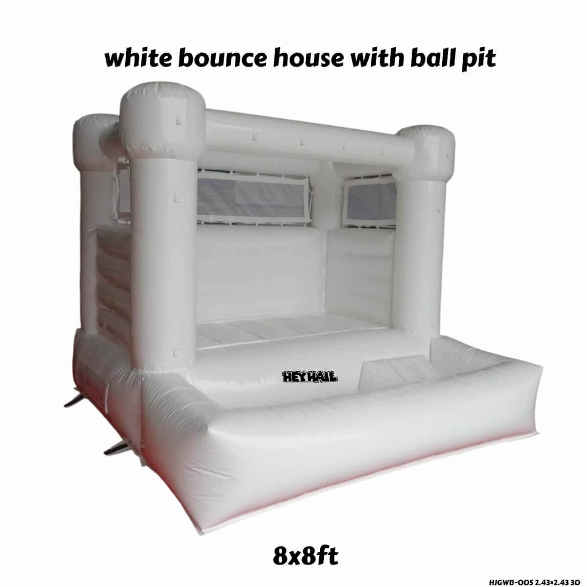 8 x 8 ft white bounce house with ball pit dimensions graphic, HEYHAIL