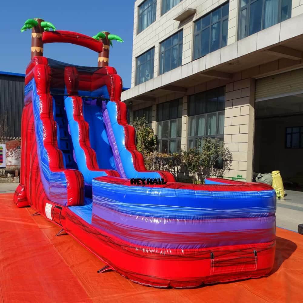 20ft Palm Tree Single Lane Water Slide with Pool