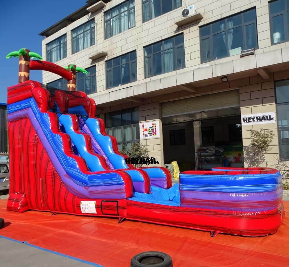 20ft Palm Tree Single Lane Water Slide with Pool