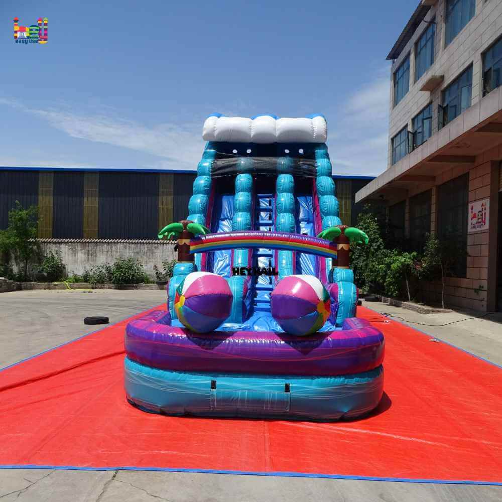 18ft Beach Ball Dual-Lane Water Slide with Pool