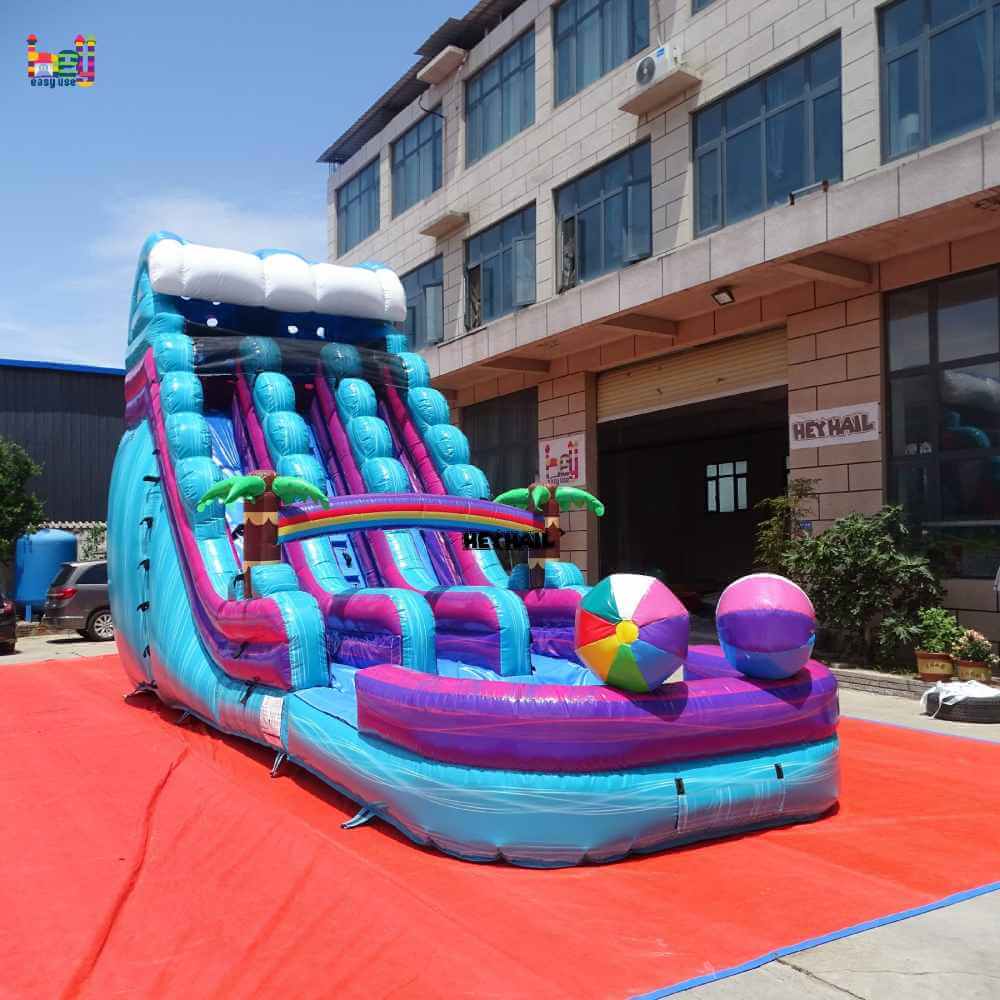 18ft Beach Ball Dual-Lane Water Slide with Pool