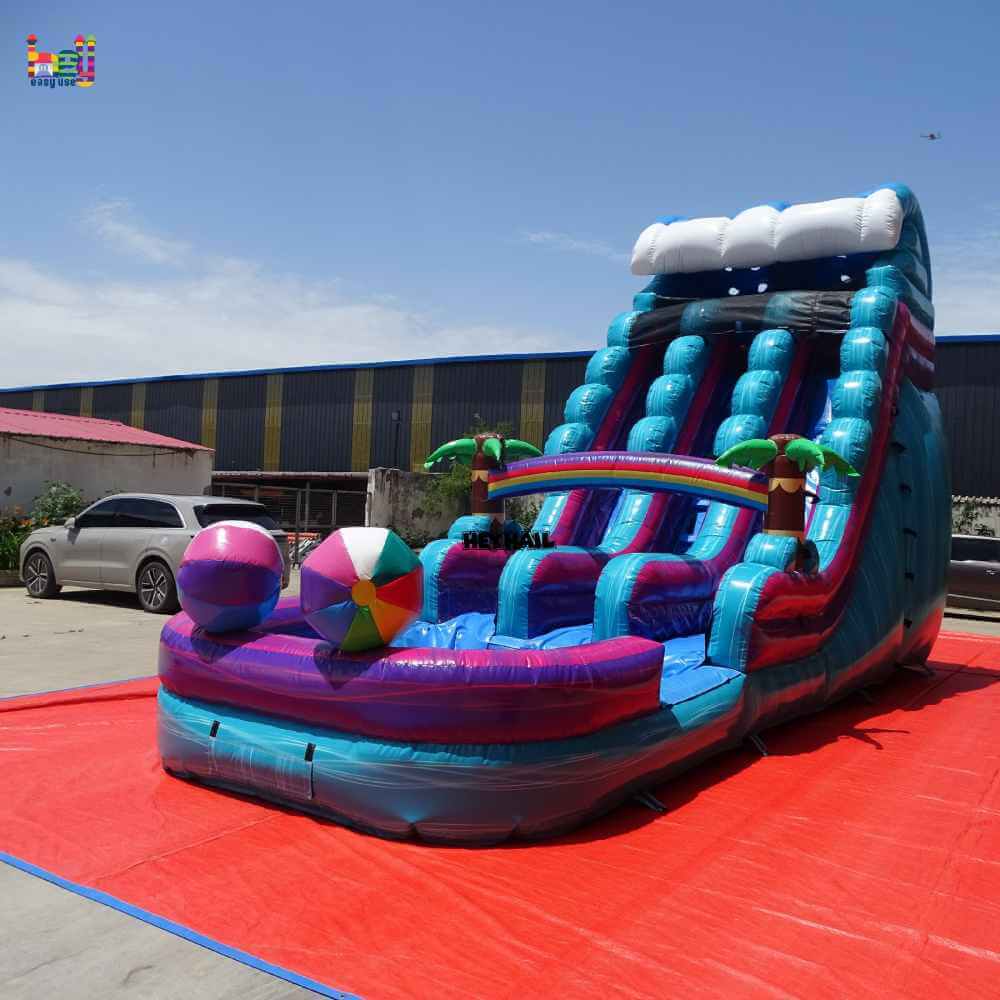18ft Beach Ball Dual-Lane Water Slide with Pool