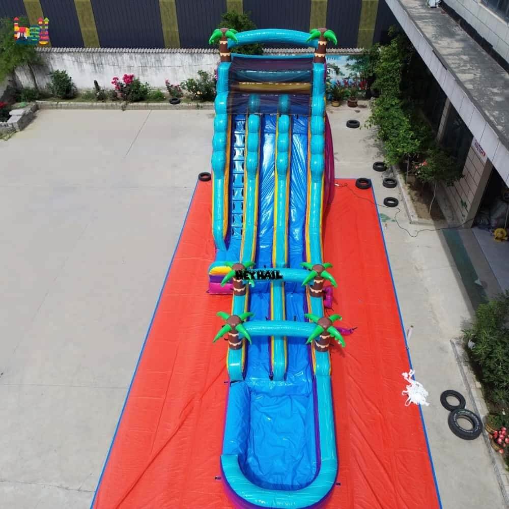 22FT Commercial Dual Lane Water Slide with Pool