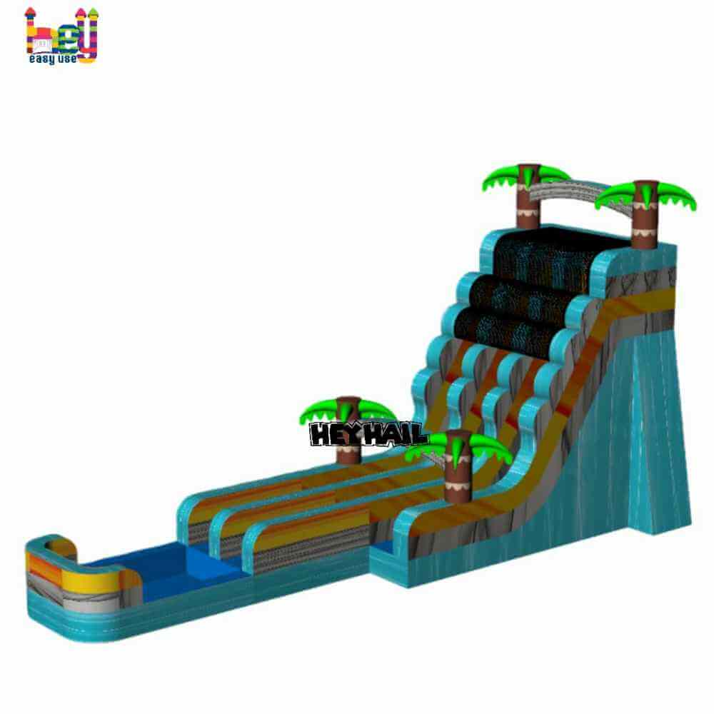 20ft tropical dual lane water slide with deep pool, side view