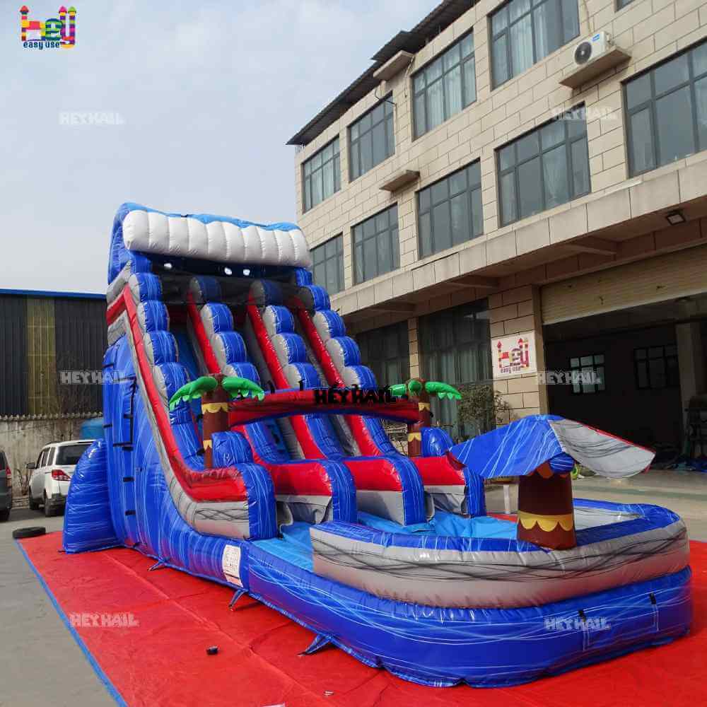18ft Red & Blue Tropical Dual Lane Water Slide for Sale