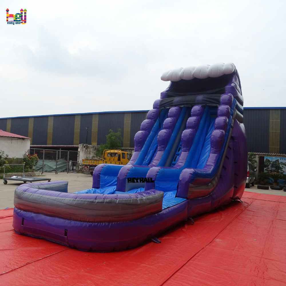 18ft Purple and Blue Dual-Lane Water Slide with Pool