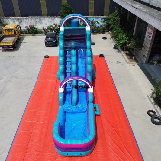 HJSW-167 20ft single lane water slide with pool, aerial front view