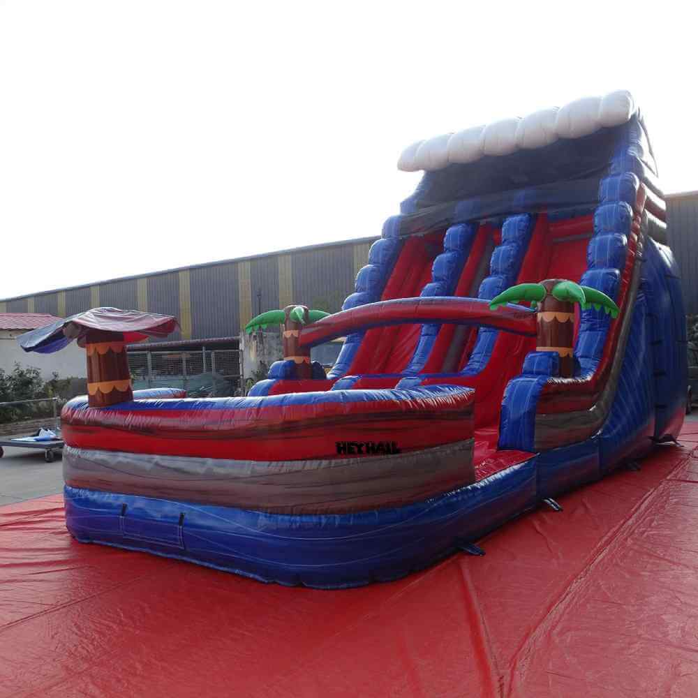18ft Red, Blue & White Beach Ball Inflatable Dual Lane Water Slide