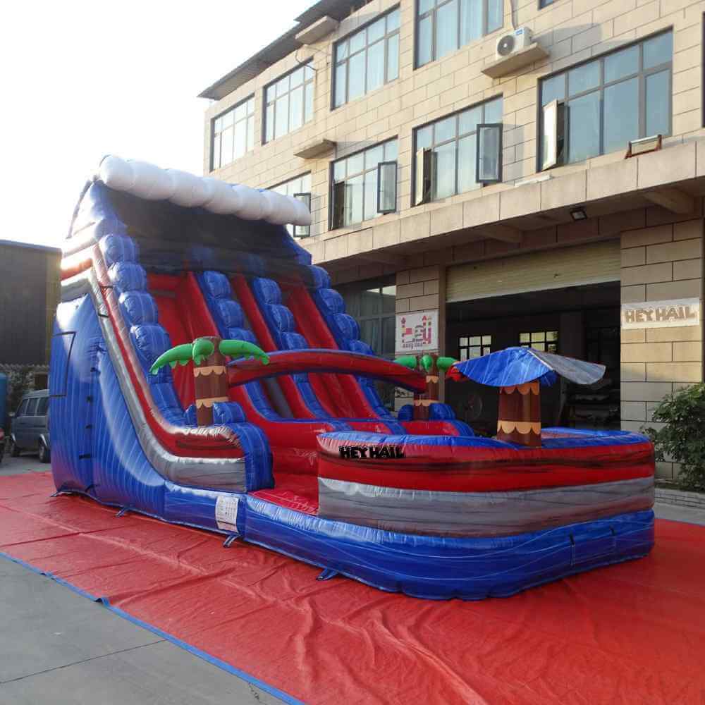 18ft Red, Blue & White Beach Ball Inflatable Dual Lane Water Slide