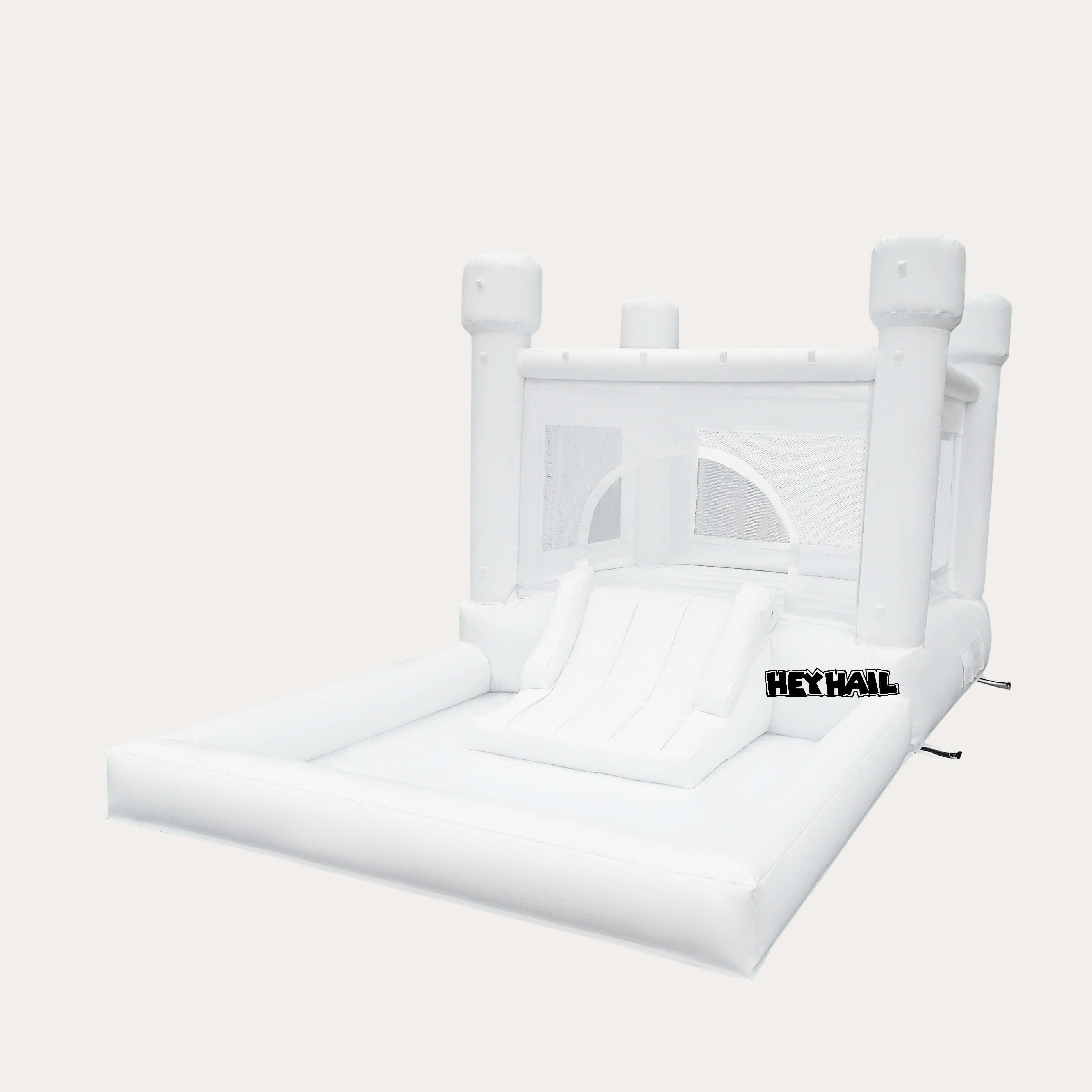 White Bounce House With Slide And Ball Pit