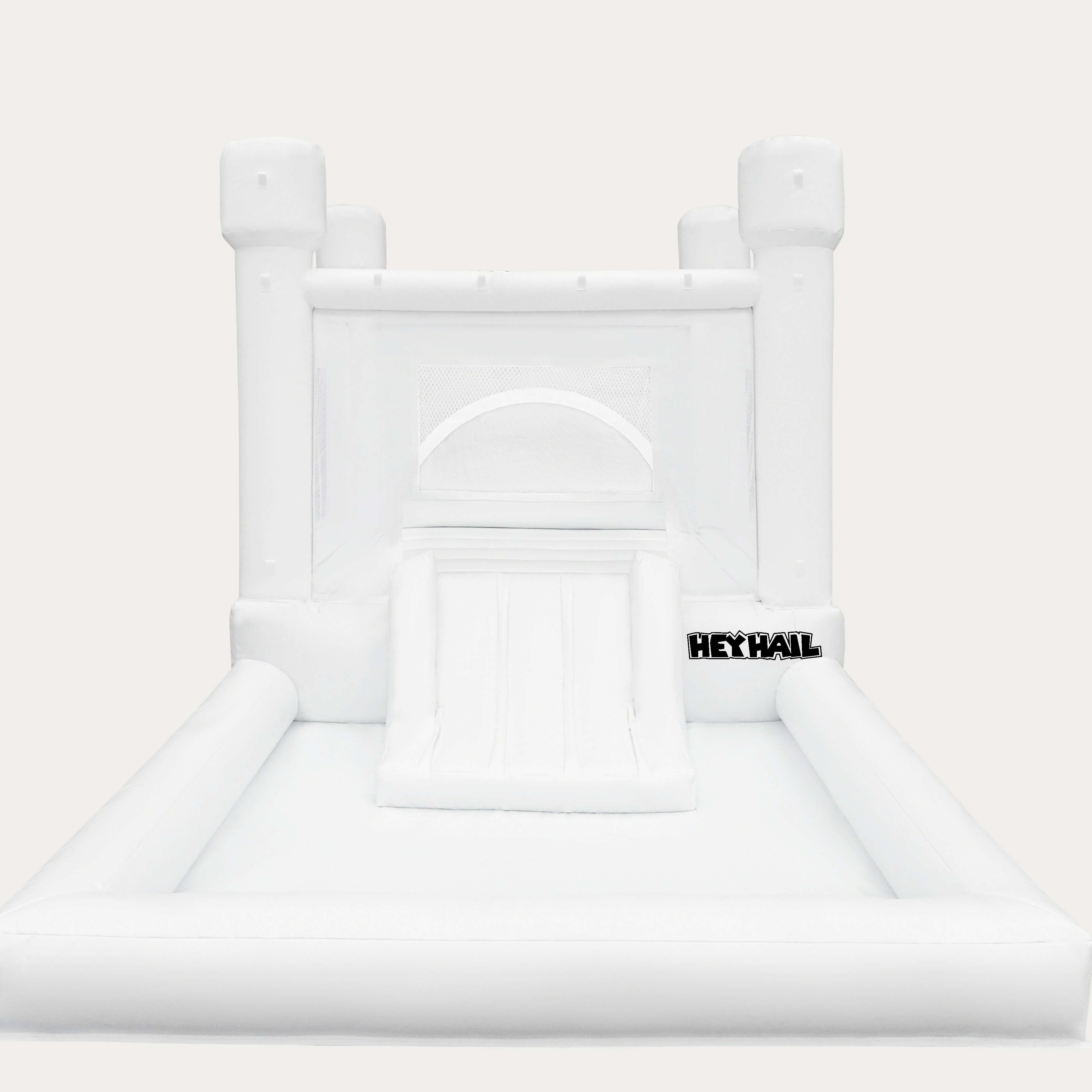 White Bounce House With Slide And Ball Pit