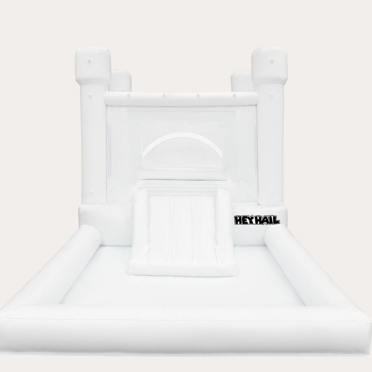 White Bounce House With Slide And Ball Pit