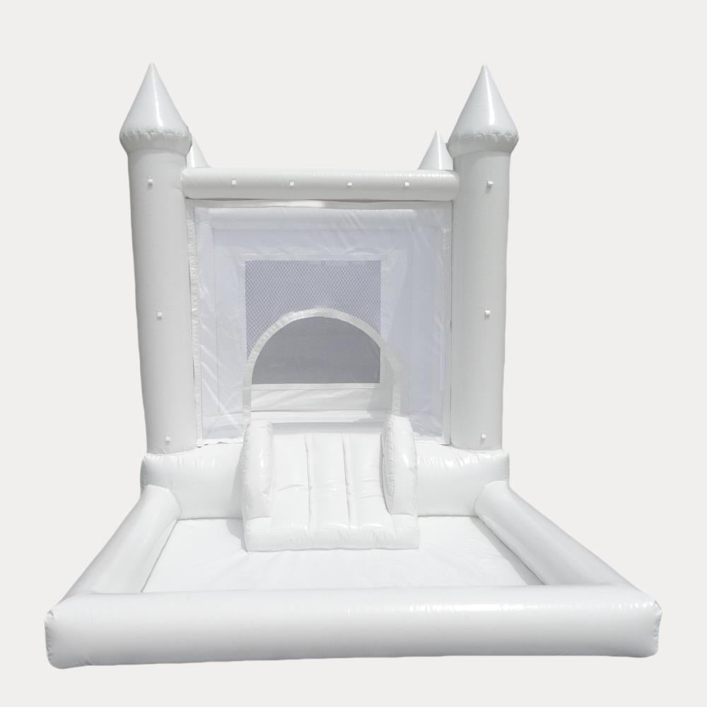 White Bounce House With Slide And Ball Pit