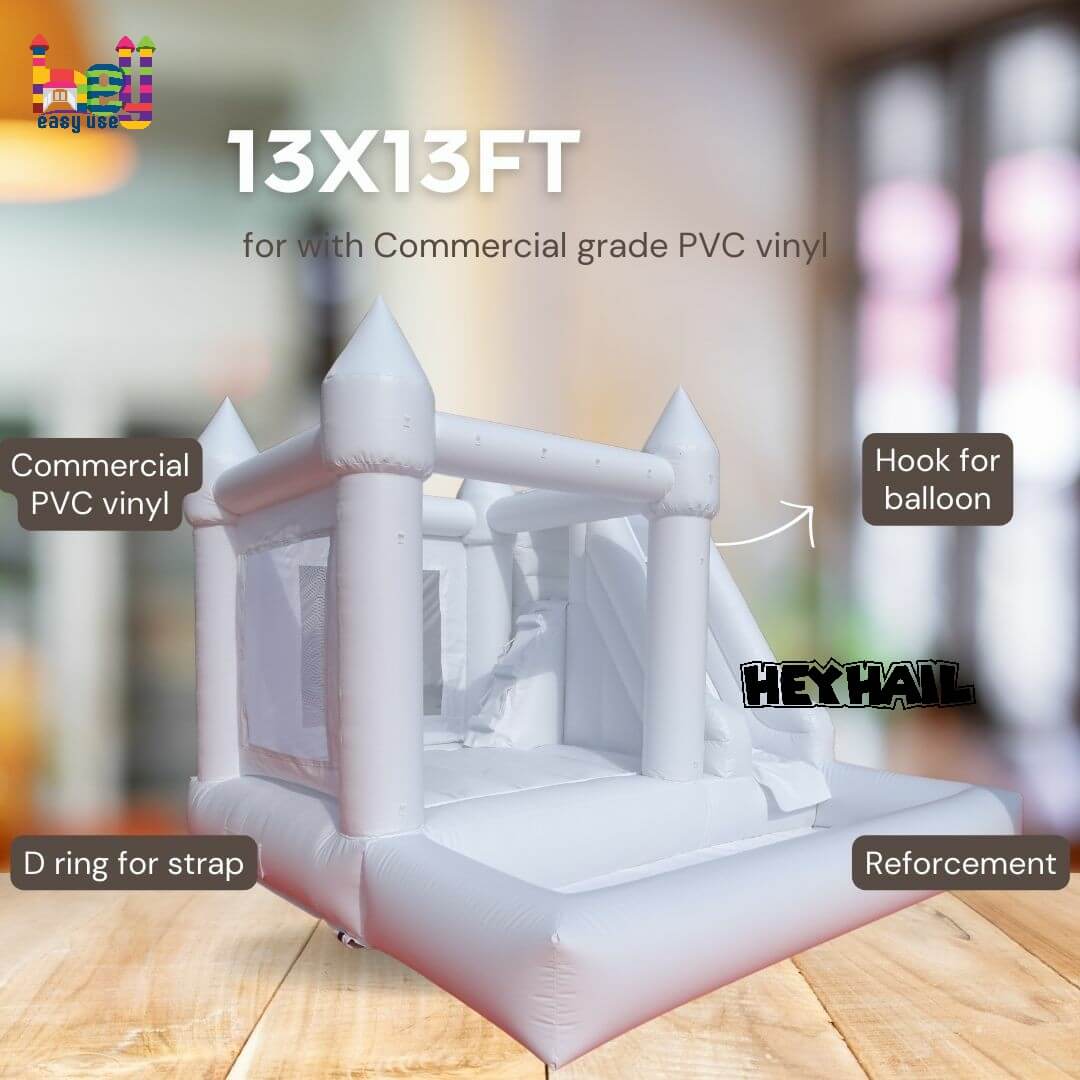 White Bounce House With Slide Ball Pit