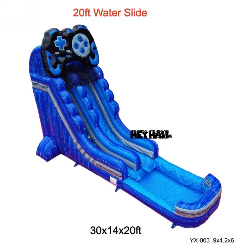 Product specifications for YX-003 20 foot blue single lane water slide
