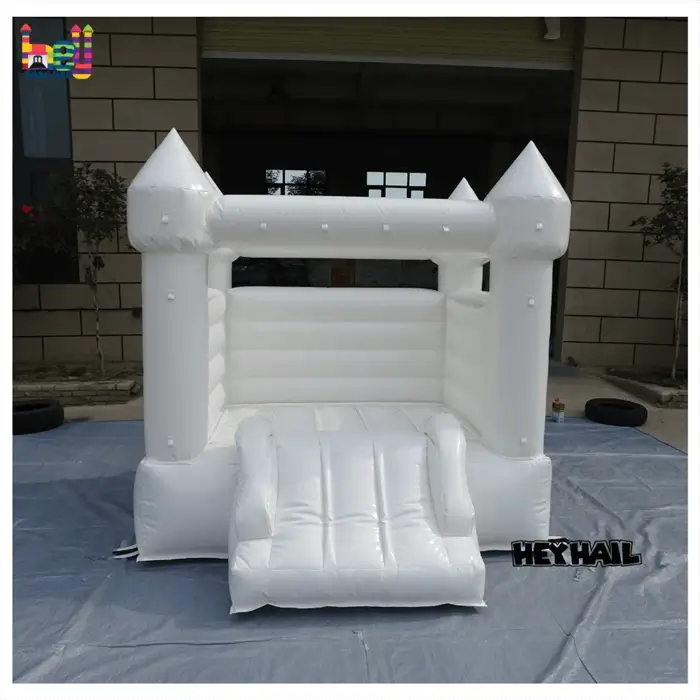 white bounce house with slide for sale