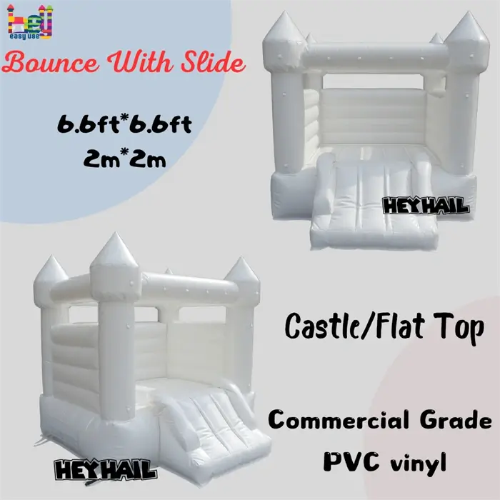 white bounce house with slide for sale